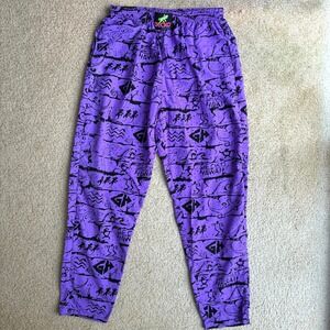 Gecko Hawaii 90's Purple Beach Surf Pants Neon Retro Baggy Parachute Large